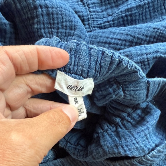 Aerie Blue V-Neck Open Back Tiered Dress - Picture 4 of 8